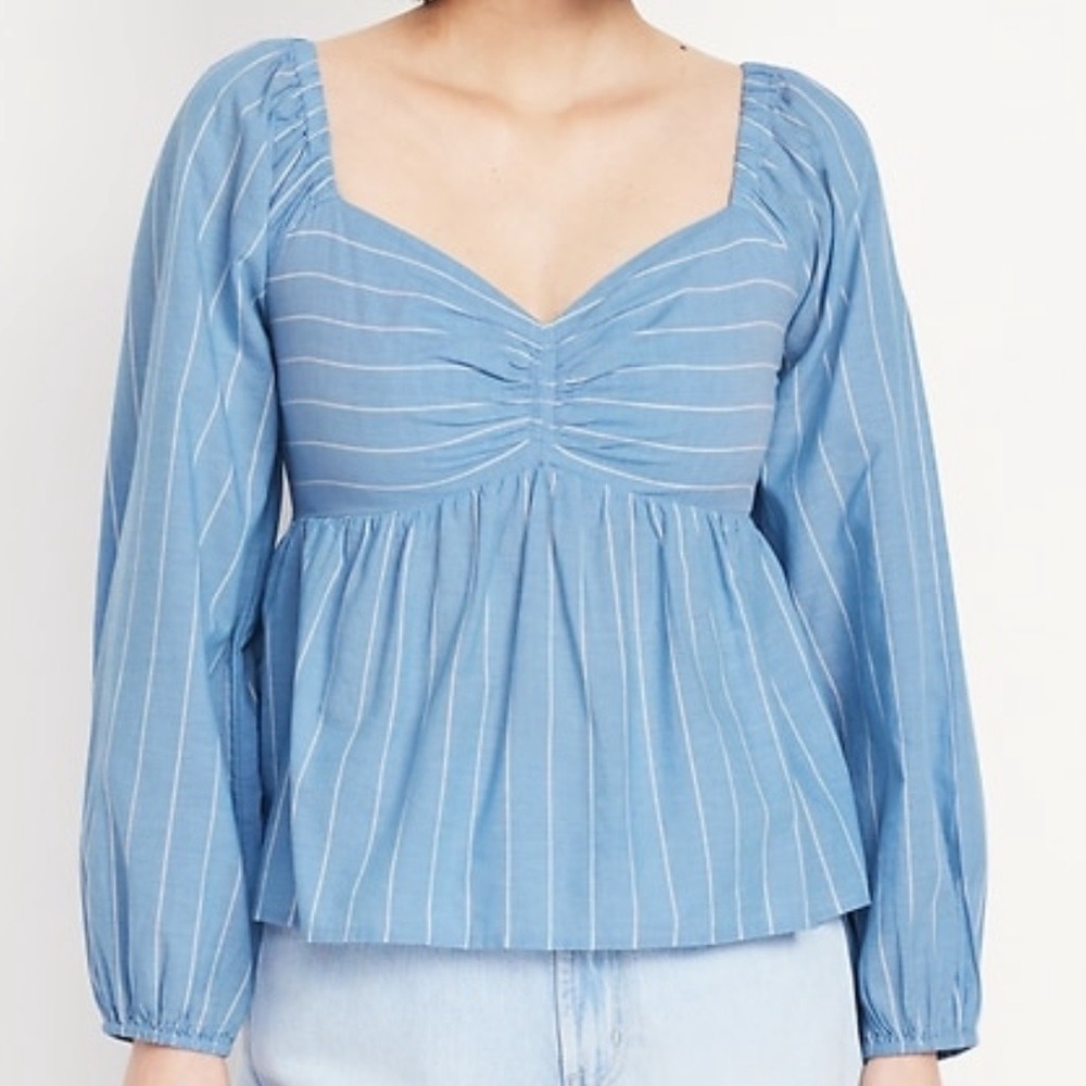 NWOT.‎ Old Navy Blue and White Striped Blouse